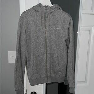 Nike Heather Gray Full-Zip Hoodie with White Swoosh